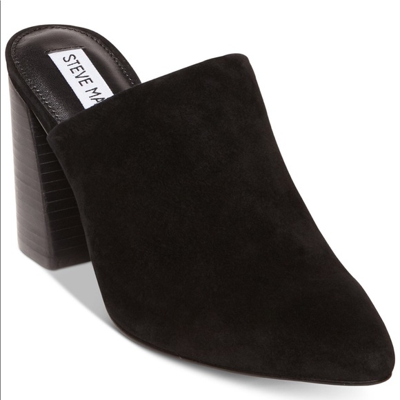 steve madden black suede mules